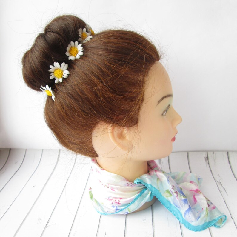 Set White Daisies Hair Pin Accessories Daisy Flower Hair Etsy
