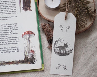 Bookmark - Little Fox - Pencil, Drawing, Illustration, Animals, Nature, Books, Bookmark, Reading, Forest Pictures, Vintage, Flowers