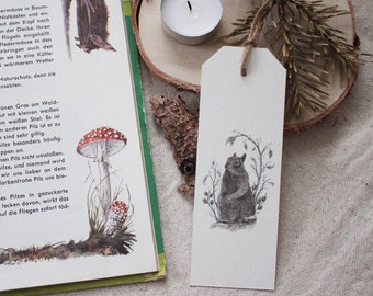Bookmarks - Squirrels - Pencil, Drawing, Illustration, Animals, Nature, Books, Bookmark, Reading, Forest Pictures, Vintage, Flowers