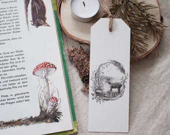Bookmarks - Fawn - Pencil, Drawing, Illustration, Animals, Nature, Books, Bookmark, Reading, Forest Pictures, Vintage, Flowers