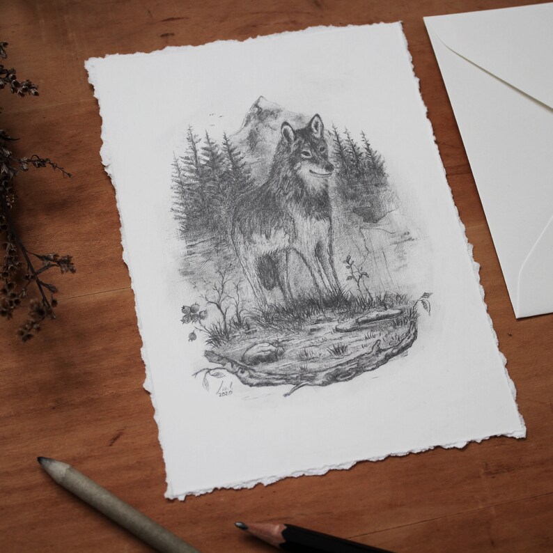 Wolves Graphite Drawing Wolf Original Graphite Drawing Pencil Paper Art | Etsy
