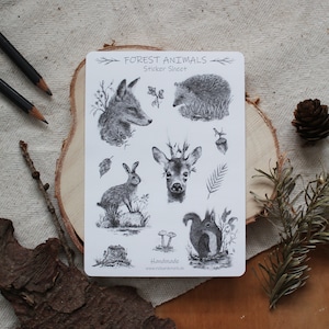 Stickerbogen - Waldtiere - A6, Wald, Sticker Sheet, Tiere, Sticker Set, Journal Sticker, Planer Sticker, Scrapbook Sticker, Floral Sticker