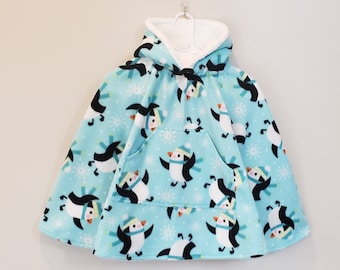 Penguin autostoelponcho | Fleecejas met sherpacapuchon