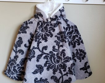 Gebloemde autostoelponcho: sherpacapuchon, Blizzard-fleece, peuterjas