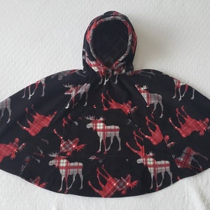 Moose Car Seat Poncho with Hood: Toddler Fleece Coat