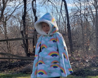 Rainbow Cloud fleece autostoelponcho | Sherpacapuchon