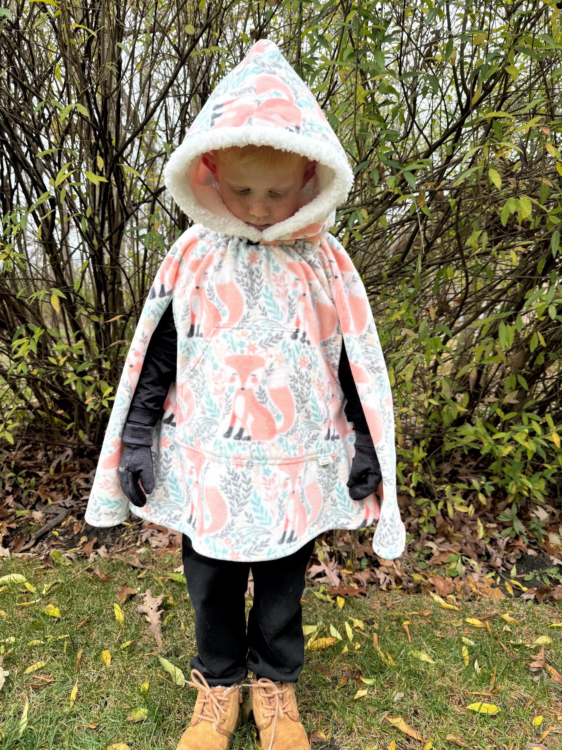 Orange Fox Car Seat Poncho: Woodland Creatures, Sherpa Hood