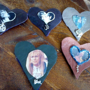 DAVIDS HEARTS pendant necklackes with charms. David Bowie icon jewellery