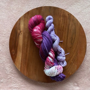 Birthday Cake, Purple Variegated Yarn, Pink Variegated Yarn, Hand Dyed Yarn, Dyed to Order image 1