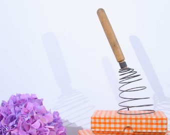French wire whisk, wooden handle whisk, egg beater, vintage cooking utensil, Wire cage Whisk, Wire Whip, Wire egg whipper, hand mixer