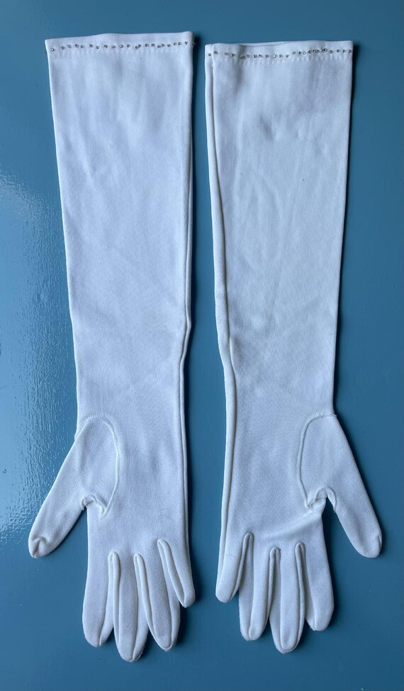 Vintage Enchante Antron Above-Elbow Beaded Gloves - image 4