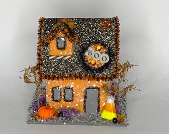 Happy Halloween 'Shadowy Haunts' Holiday Display Glitter Putz House