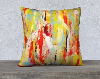 Scratched Multicolored Pillow Cover 22x22