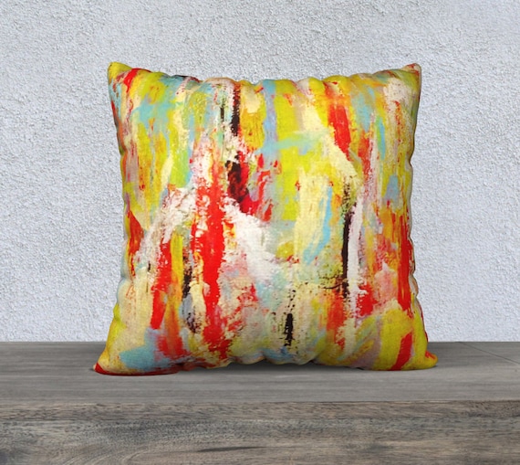 Scratched Multicolored Pillow Cover 22x22 pillow cover | Etsy