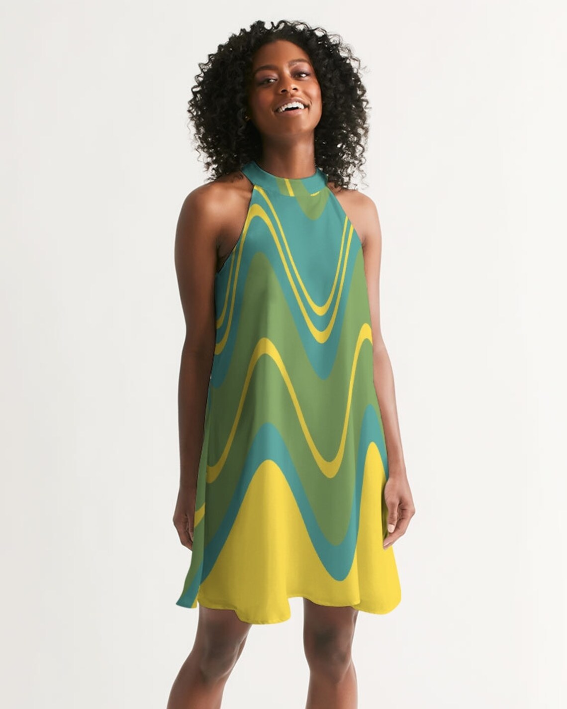 Retro wavy green and yellow Women