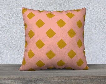 Pink and Gold Lattice Pillow Cover 22x22