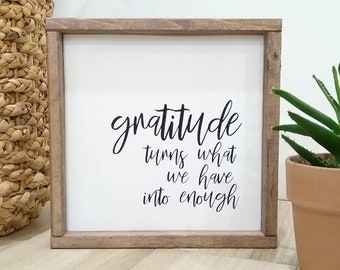 Gratitude Sign Grateful Thankful Blessed Wall Decor Home Christian Art Contentment Home Decor vintage Frame Family Living Modern Farmhouse