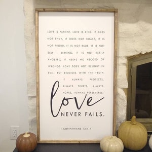 1 Corinthians 13 Sign, Love Never Fails Sign, Love is Patient ...