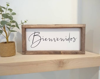 Bienvenidos Sign Español Welcome Travel Decor Spanish Mexican Spain Costa Rica Pura vida Spanish Kitchen Entry Way Mud Room Central America