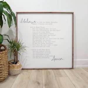 Apostles' Creed Sign Bible Verse sign Church Art Pastor Gift I Believe Faith Sign Christian Art Statement of Faith Christian Doctrine Decor 40" x 40" inches