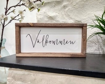 Znak Välkommen Szwedzki prezent Witamy Wystrój domu Skandynawski prezent dla przyjaciela Szwecja Podróż Dania Szwed Wall Art Sztokholm Goteborg Przedpokój