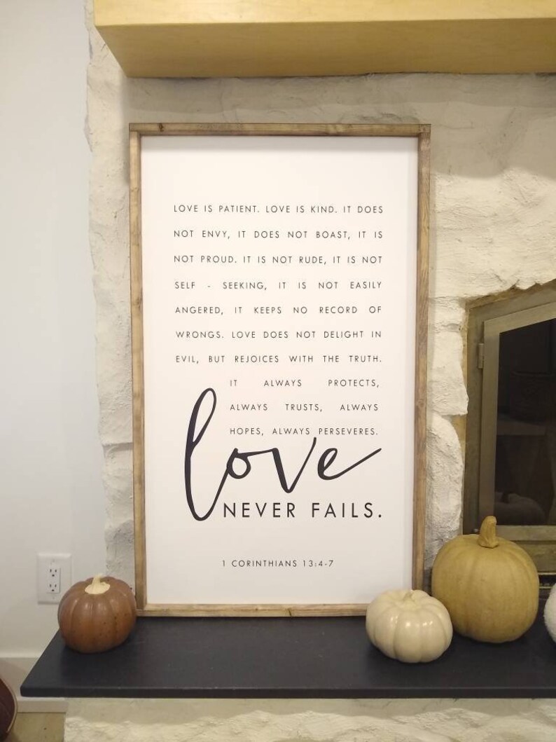 1 Corinthians 13 Sign Love Never Fails Sign Love is Patient - Etsy