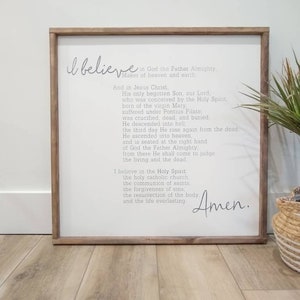 Apostles' Creed Sign Bible Verse sign Church Art Pastor Gift I Believe Faith Sign Christian Art Statement of Faith Christian Doctrine Decor 24" x 24" inches