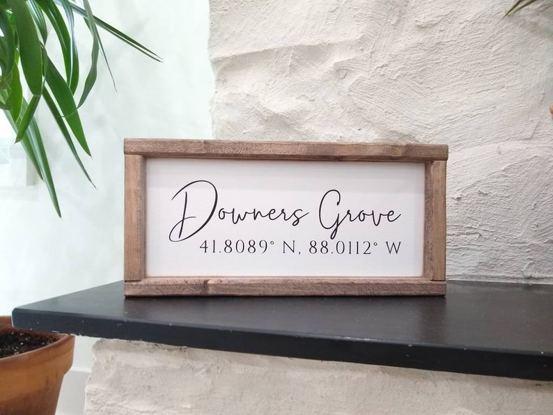 Custom Coordinates Sign Hometown Name Sign Family Address | Etsy
