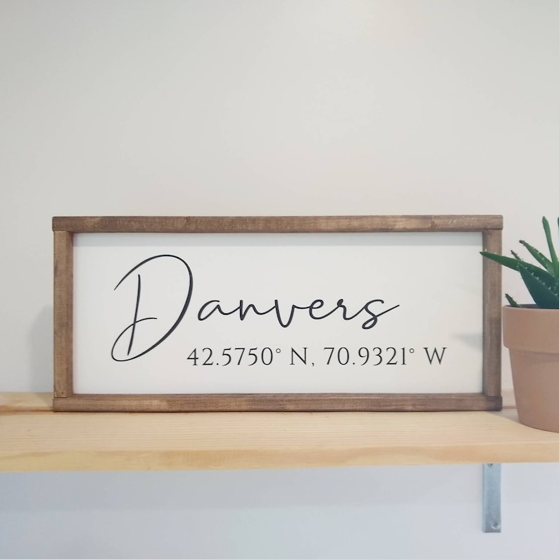 Custom Coordinates Sign Hometown Name Sign Family Address | Etsy