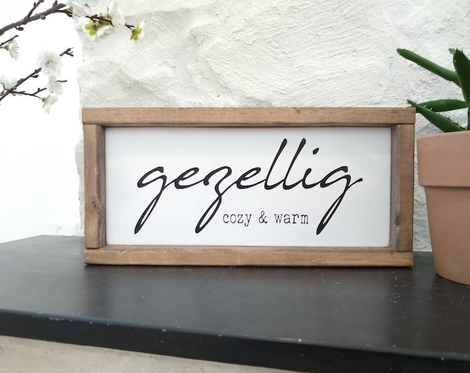 Gezellig Dutch Wooden Sign Painted Definition Framed Wall Etsy