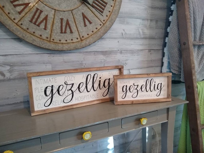 Gezellig Dutch Wooden Sign Painted with Definition Framed Etsy
