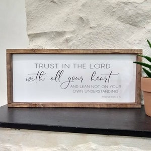 Confía en el Señor con todo tu corazón Signo Proverbios 3:5 Versículo bíblico Escritura Salmo Pared pintada Decoración del hogar No te apoyes en tu propio entendimiento