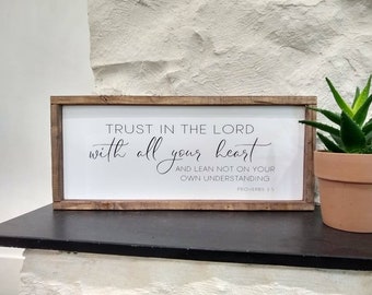 Trust In The Lord With All Your Heart Sign Proverbs 3:5 Bible Verse Scripture Psalm Painted Wall Home Decor Lean Not On Your Own Understandi