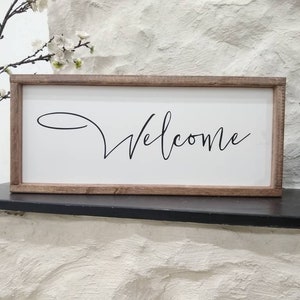 Welcome sign, greeting sign, mudroom, entryway, decor, wooden, wall decor, wood sign, home decor, vintage, frame, hand painted, wall hanging