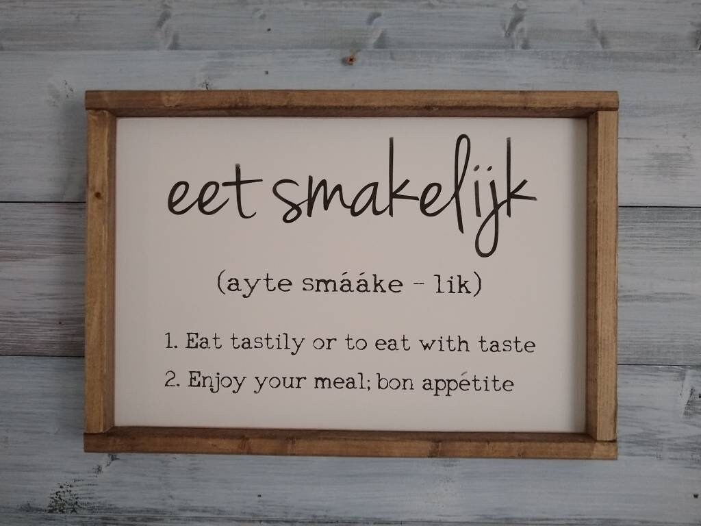 Eet Smakelijk definition Dutch Wooden Sign Painted Etsy