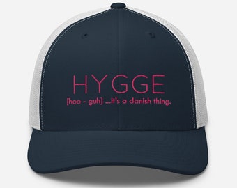 Hygge Trucker Sombrero, regalo danés, sombrero de béisbol hygge, regalo hygge, Dinamarca, regalo de Navidad, estilo escandinavo, Vikingo, Noruega, Vikingo, Chica