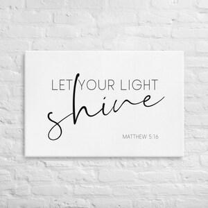 Deja que tu luz brille Lienzo Arte Mateo Biblia Verso Escritura Colgante de pared Inspirador
