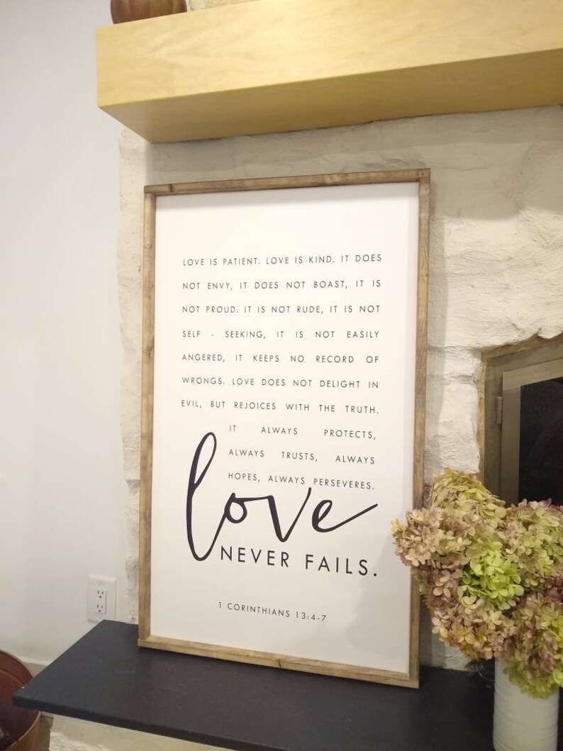 1 Corinthians 13 Sign Love Never Fails Sign Love is Patient - Etsy