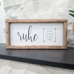 Ruhe Sign, German sign, Deutch, home and living, Germany, Europe, European decor, German Words, Dutch Phrases, gemutlich sign, gift, calm