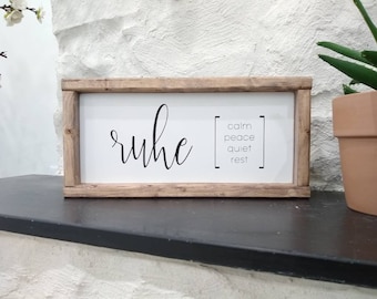 Ruhe Sign, German sign, Deutch, home and living, Germany, Europe, European decor, German Words, Dutch Phrases, gemutlich sign, gift, calm