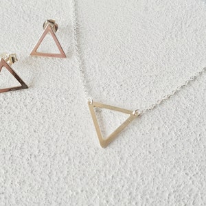 Triangle V 925 sterling silver necklace/ Geometric triangle necklace/ Minimalist layered necklace/ Bridesmaid gift/ Dainty silver triangle. image 3