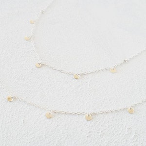 925 sterling silver dangle drop choker necklace/ Dainty charm silver necklace/ Layered silver necklace/ Minimalist tiny drop choker. image 4