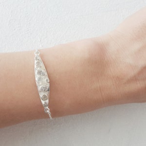 Moonstone and zircon bar silver bracelet/ 925 sterling silver bracelet chain/ Dainty birthstone bracelet/ Stackable bracelet. image 2