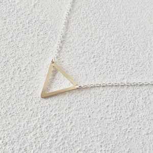 Triangle V 925 sterling silver necklace/ Geometric triangle necklace/ Minimalist layered necklace/ Bridesmaid gift/ Dainty silver triangle. image 1