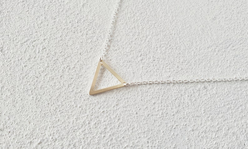 Triangle V 925 sterling silver necklace/ Geometric triangle necklace/ Minimalist layered necklace/ Bridesmaid gift/ Dainty silver triangle. image 1