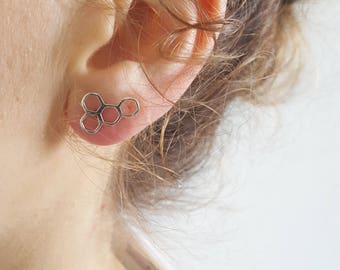 Silver Hexagonal beecomb earrings/ Geometric sterling silver post earrings/ minimalist hexagon shape earrings/ Beehive jewellery/ bridesmaid