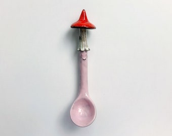 Pre Order! Orange And Pink Mushroom With Smile Spoon. Processing time 4-8 weeks plus shipping