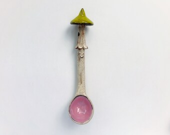 Pre Order! Green Mushroom With Smile Spoon. Processing time 2-4 weeks plus shipping