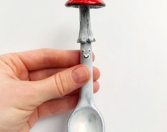 Pre Order! Red Mushroom With Smile Spoon. Processing time 2-4 weeks plus shipping