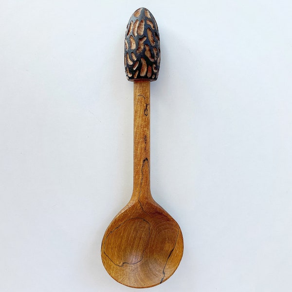 Mushroom Walnut Wood Spoon, Length 9.05 in (23 cm), Diameter 2.7 in (7 cm) by Oyuk Design